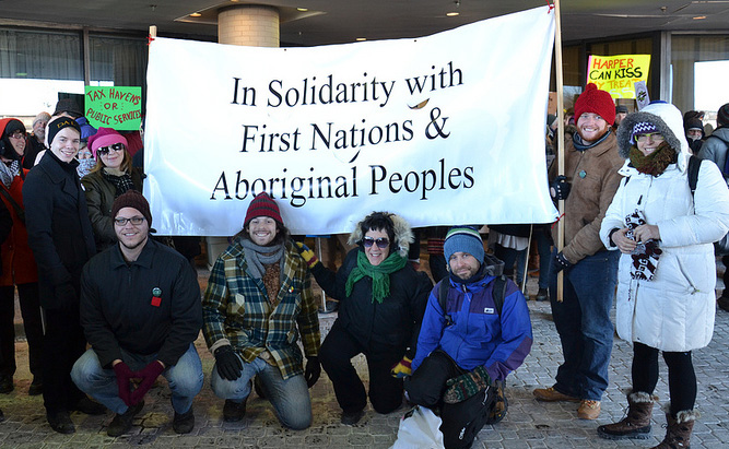 Solidarity Halifax members participating in the Trail of Fire march of January 27, 2013.